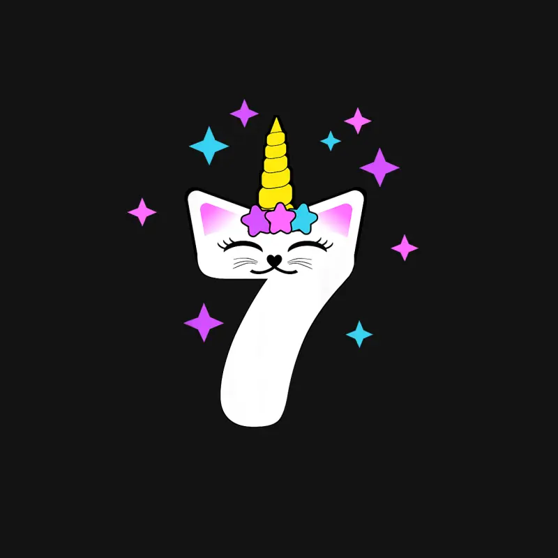 Kids 7 Year Old Cat Unicorn Caticorn 7Th Birthday Party Girls Unisex Long Sleeve T-Shirt