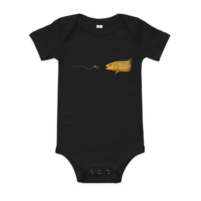 Fly Fishing Brown Trout Dry Fly Tying Fisherman Baby Onesie
