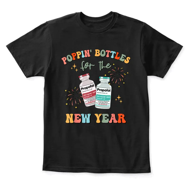 Icu Nurse New Year Eve Outfit Poppin Bottles Er Rn Cna Nurse Youth Staple T-Shirt