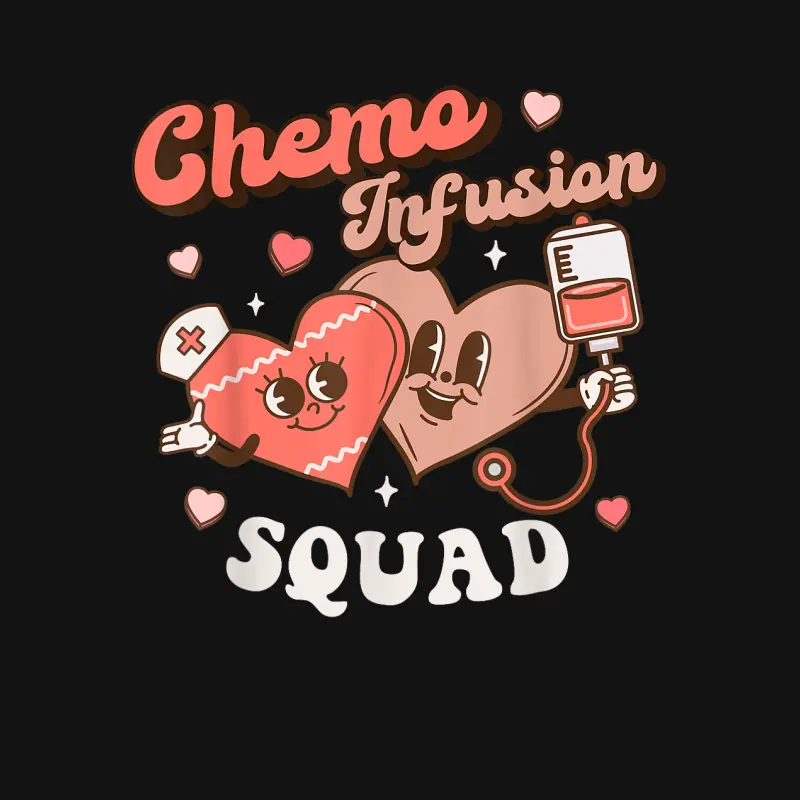 Chemo Infusion Nurse Groovy Valentine's Day Oncology Squad Youth Staple T-Shirt