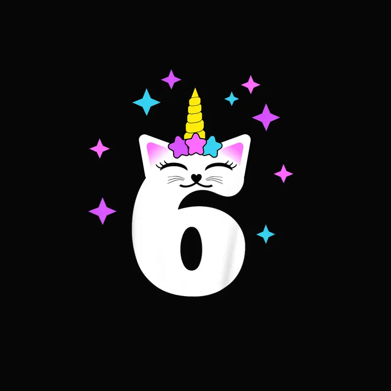 Kids 6 Year Old Cat Unicorn Caticorn 6Th Birthday Party Girls Toddler Staple T-Shirt
