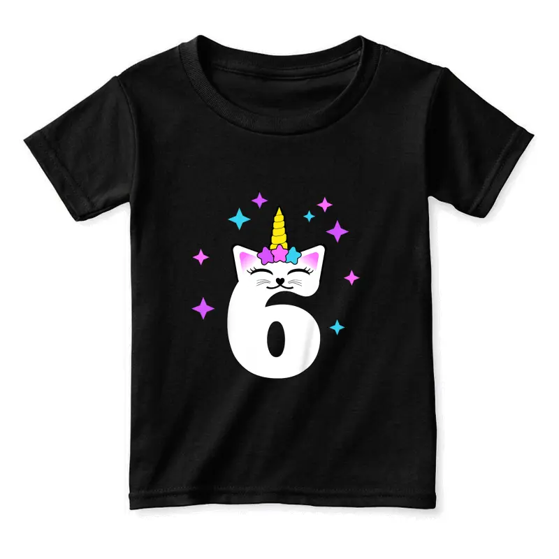 Kids 6 Year Old Cat Unicorn Caticorn 6Th Birthday Party Girls Toddler Staple T-Shirt
