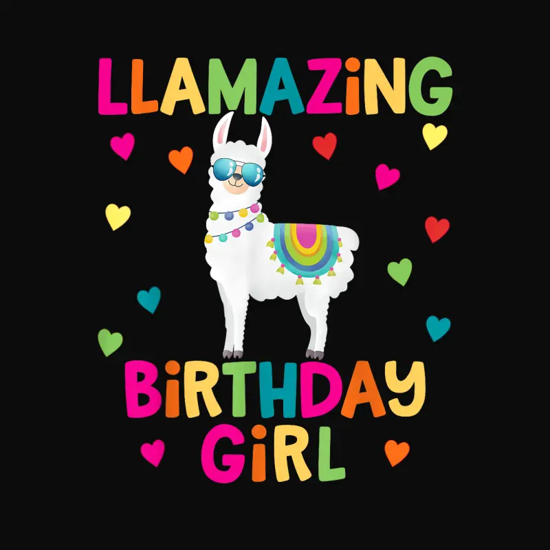 Llama Birthday Party Llamazing Girl Rainbow Hearts Gift Unisex Staple T-Shirt