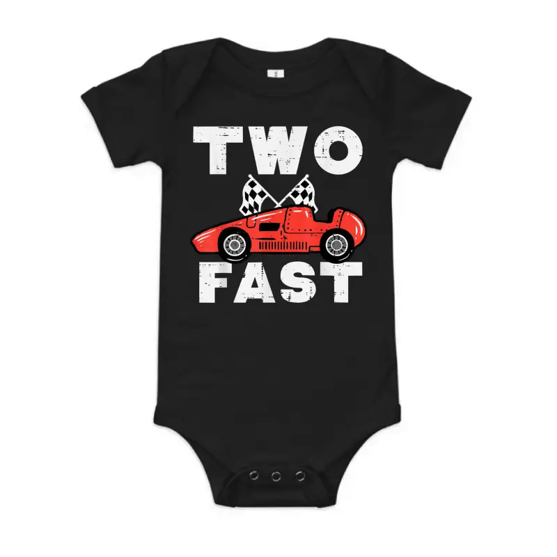 2Nd Birthday Race Car Two Fast 2 Year Old Bday Boys Kids Baby Onesie