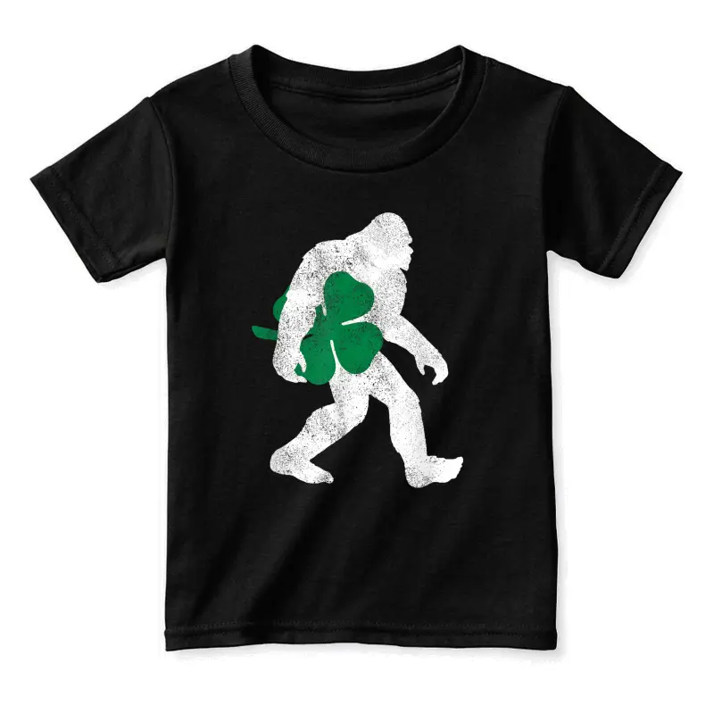 St Patricks Day Bigfoot Shirt - Clover Leaf Irish Sasquatch Toddler Staple T-Shirt