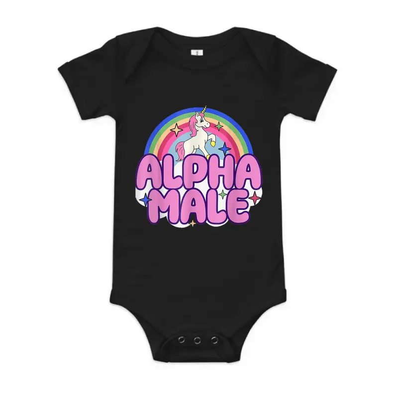 Ironic Alpha Male Unicorn Rainbow For Men Women Baby Onesie