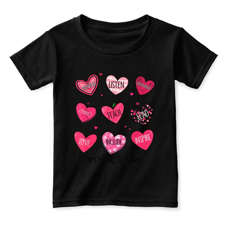 Hearts Teach Love Inspire Pre-K Teacher Valentines Day Toddler Staple T-Shirt