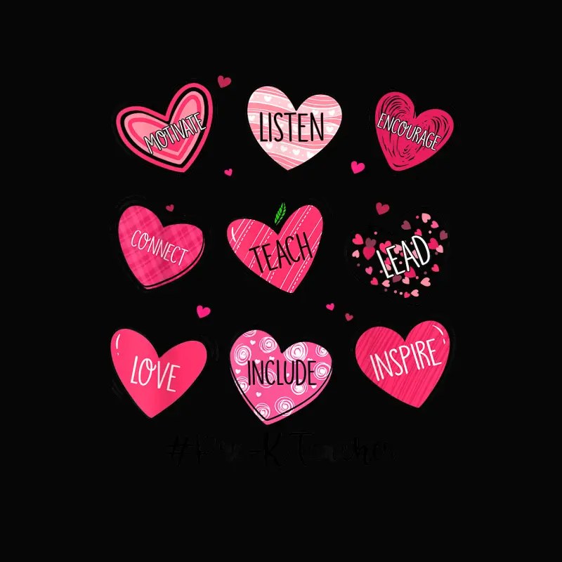 Hearts Teach Love Inspire Pre-K Teacher Valentines Day Toddler Staple T-Shirt
