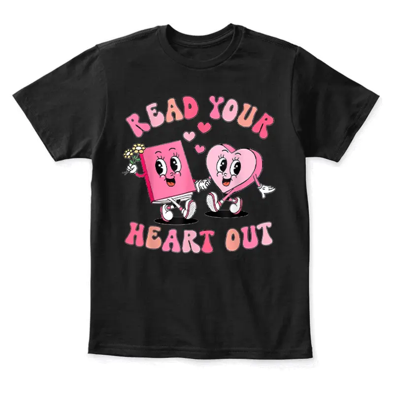 Retro Read Your Heart Out Valentine's Day Teacher Book Lover Youth Staple T-Shirt