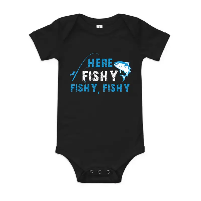 Funny Fisherman Herefishyfishyfishy Fishing Baby Onesie