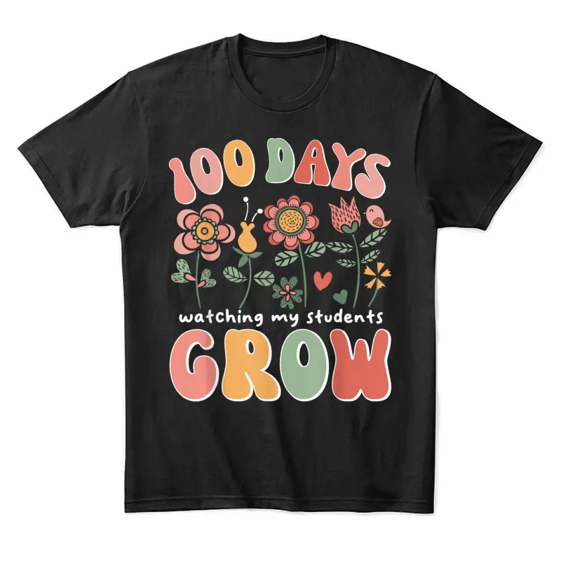 100 Days Growing Boho Flowers Teacher 100Th Day Of School Unisex Staple T-Shirt