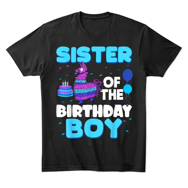 Sister Of The Birthday Boy Llama Family Party Decorations Unisex Staple T-Shirt