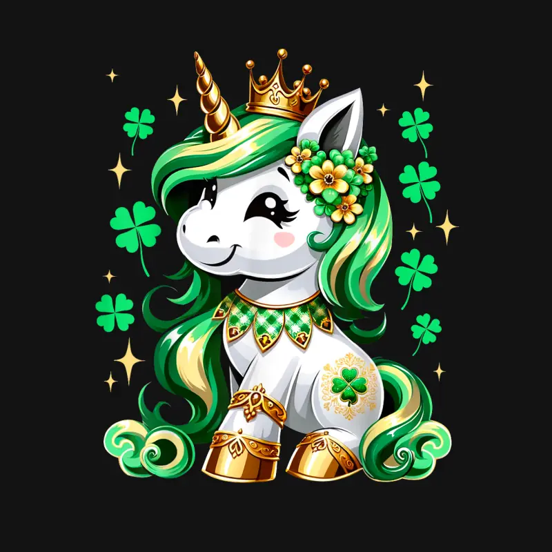 Cute Unicorn Shamrock St Patricks Day Girls Kids Lepricorn Unisex Long Sleeve T-Shirt