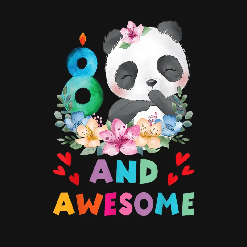 8 Years Old 8Th Birthday Panda Unicorn Girl Party Gift Unisex Long Sleeve T-Shirt