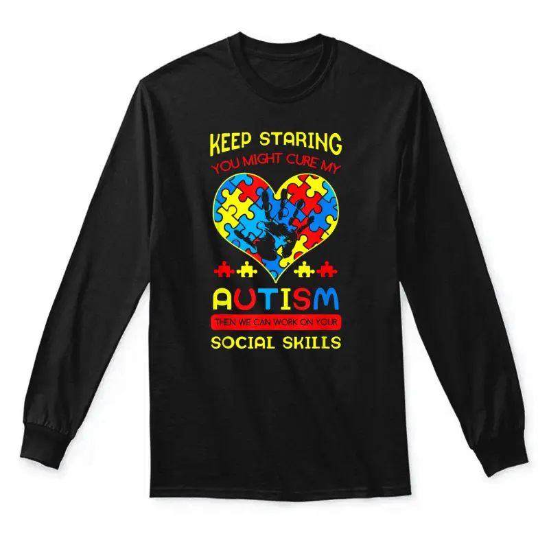 Autism Social Skills Autistic Puzzle Piece Stop Hand Gift Unisex Long Sleeve T-Shirt