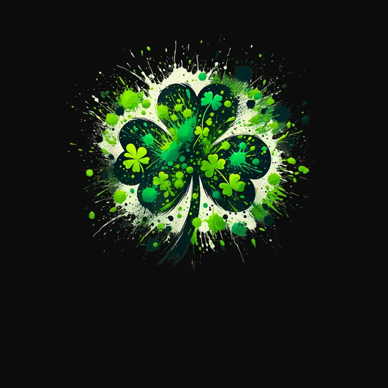 Shamrock Clover Paint Splatter St Patrick's Day Irish Pride Unisex Staple T-Shirt