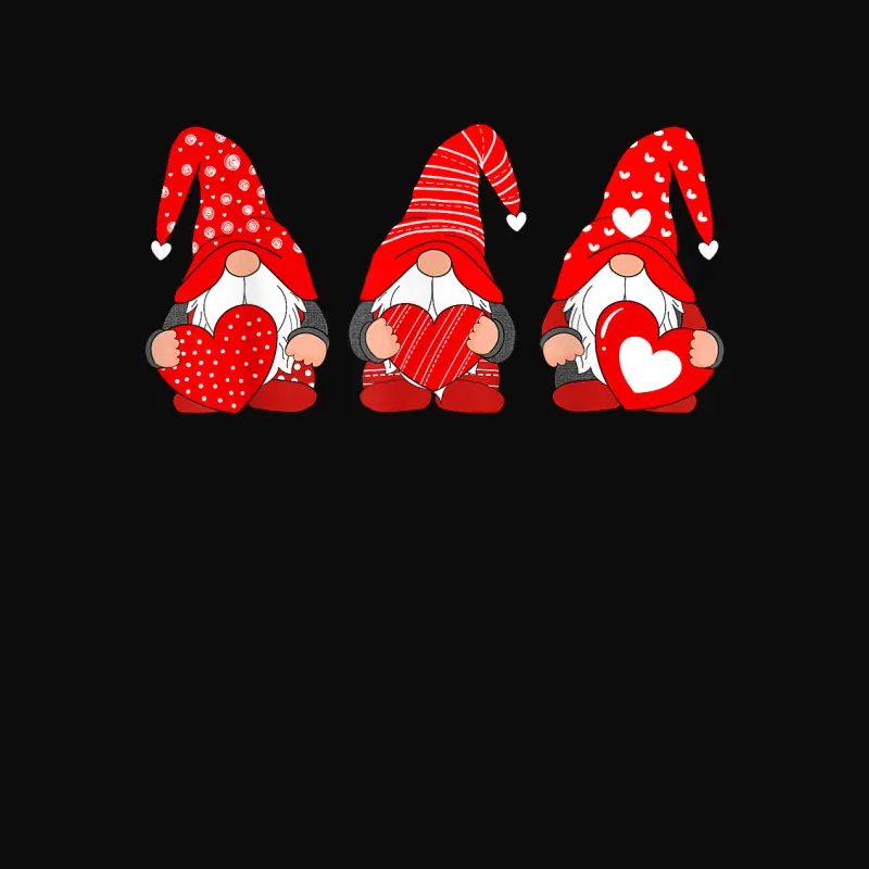 Three Gnomes Holding Heart Valentine's Day For Women Girls Unisex Staple T-Shirt