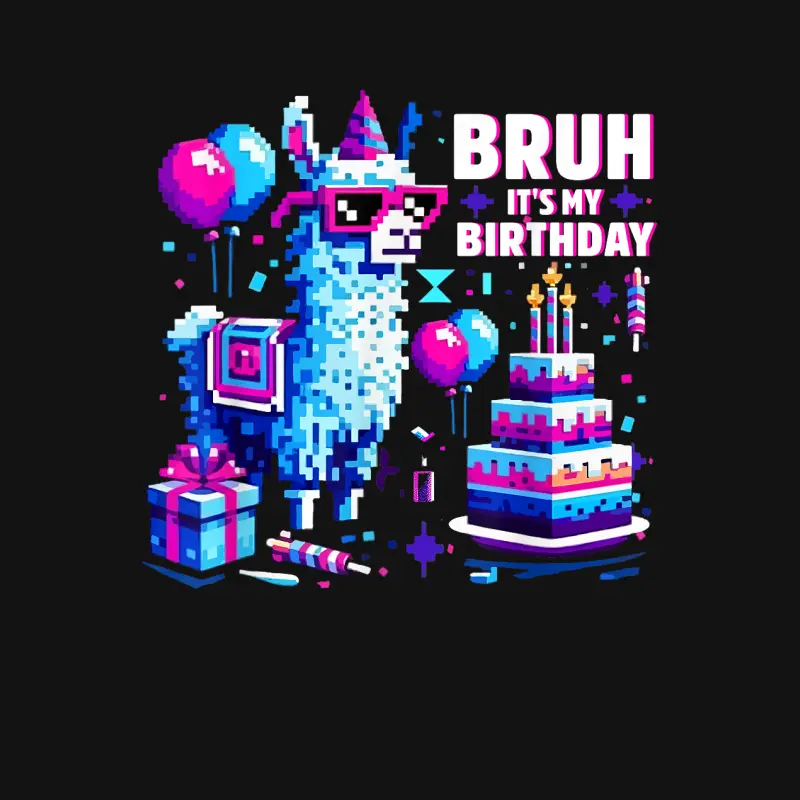 Bruh Its My Birthday Llama Boy Game Dad And Mom Youth Staple T-Shirt