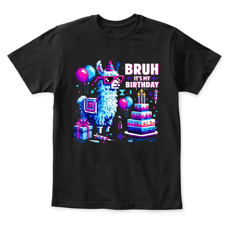 Bruh Its My Birthday Llama Boy Game Dad And Mom Youth Staple T-Shirt