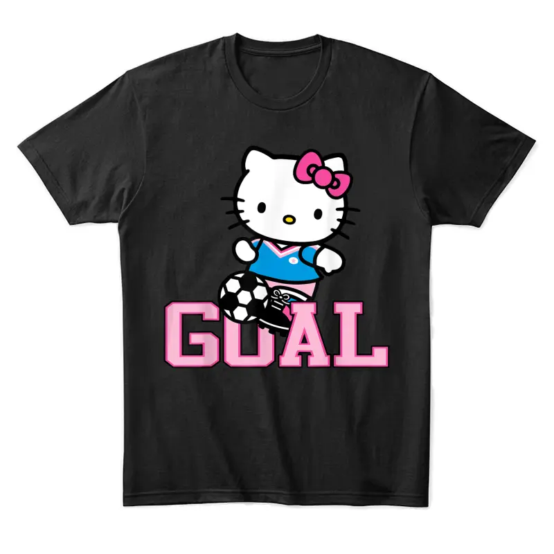 Hello Kitty Soccer Goal Sports Athlete Tee Shirt Unisex Staple T-Shirt