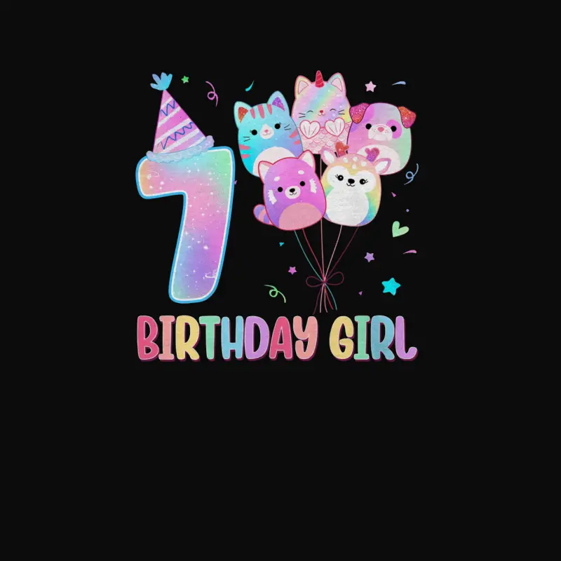 Birthday Girl 7Th Birthday Squish Squad Mallow Girls Unisex Staple T-Shirt