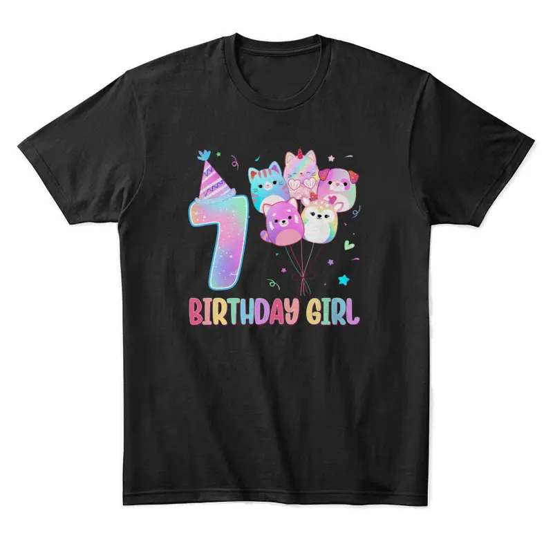 Birthday Girl 7Th Birthday Squish Squad Mallow Girls Unisex Staple T-Shirt