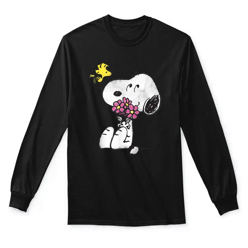 Peanuts Snoopy Mother's Love Flowers Unisex Long Sleeve T-Shirt