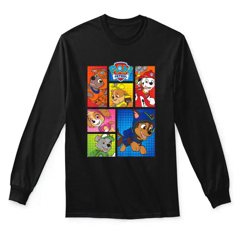 Kids Paw Patrol Pups In Comic Boxes Unisex Long Sleeve T-Shirt