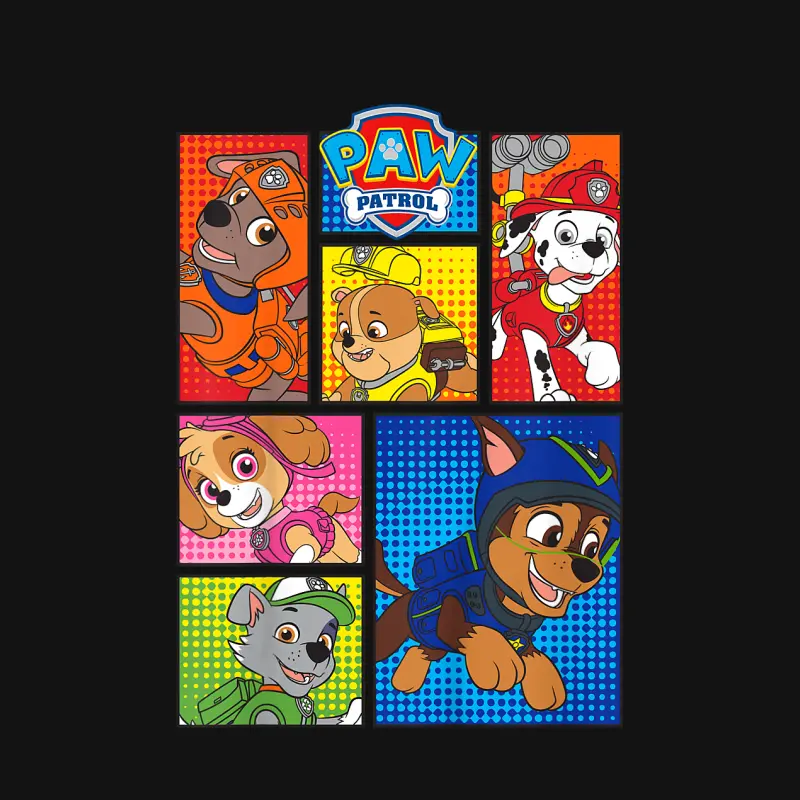 Kids Paw Patrol Pups In Comic Boxes Unisex Long Sleeve T-Shirt