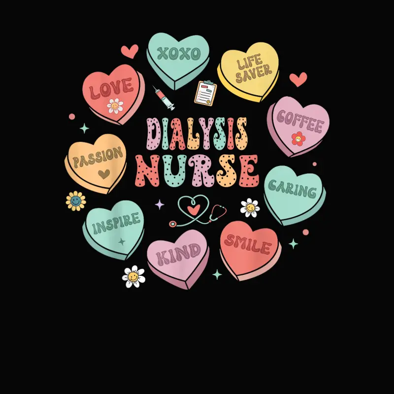 Retro Dialysis Nurse Valentine Heart Women Nurse Toddler Staple T-Shirt