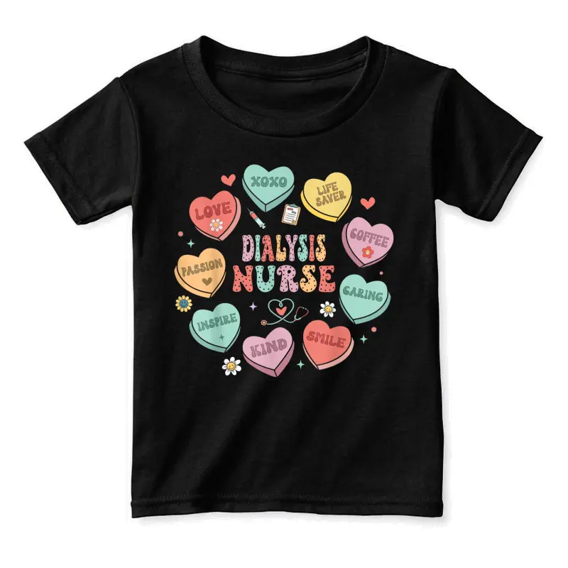 Retro Dialysis Nurse Valentine Heart Women Nurse Toddler Staple T-Shirt