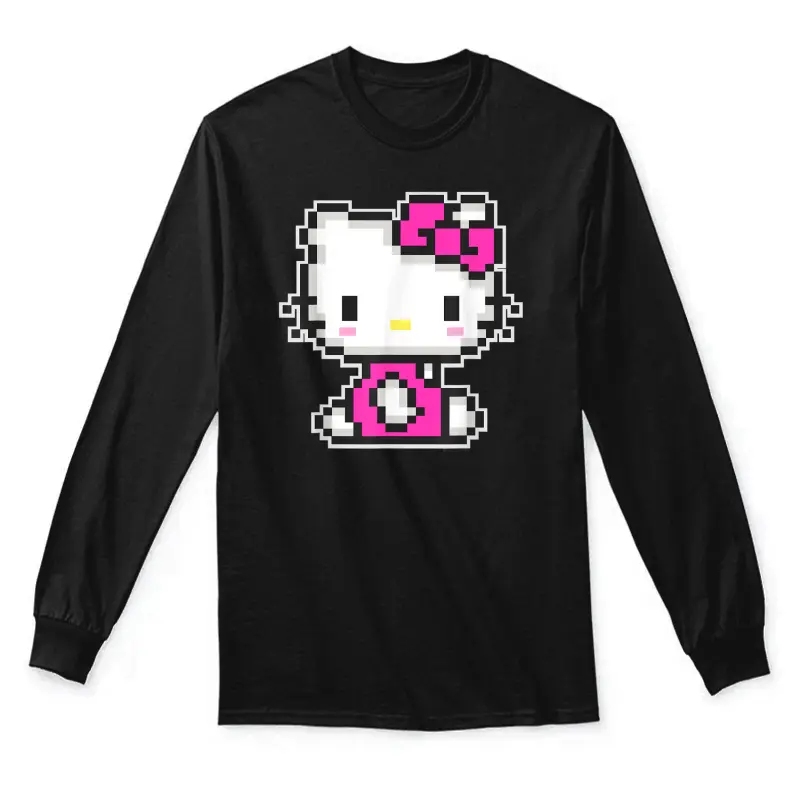 Hello Kitty Official Pixel Tee Shirt Unisex Long Sleeve T-Shirt