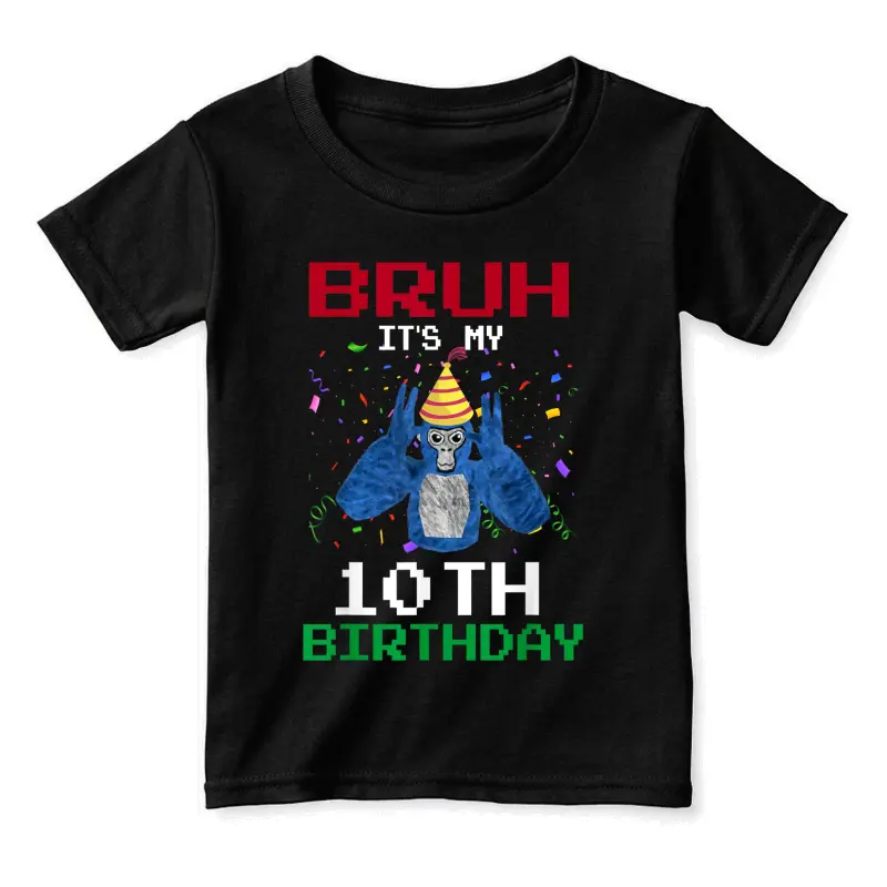 It's My 10Th Birthday 10 Years Old Funny Gorilla Video Game Toddler Staple T-Shirt