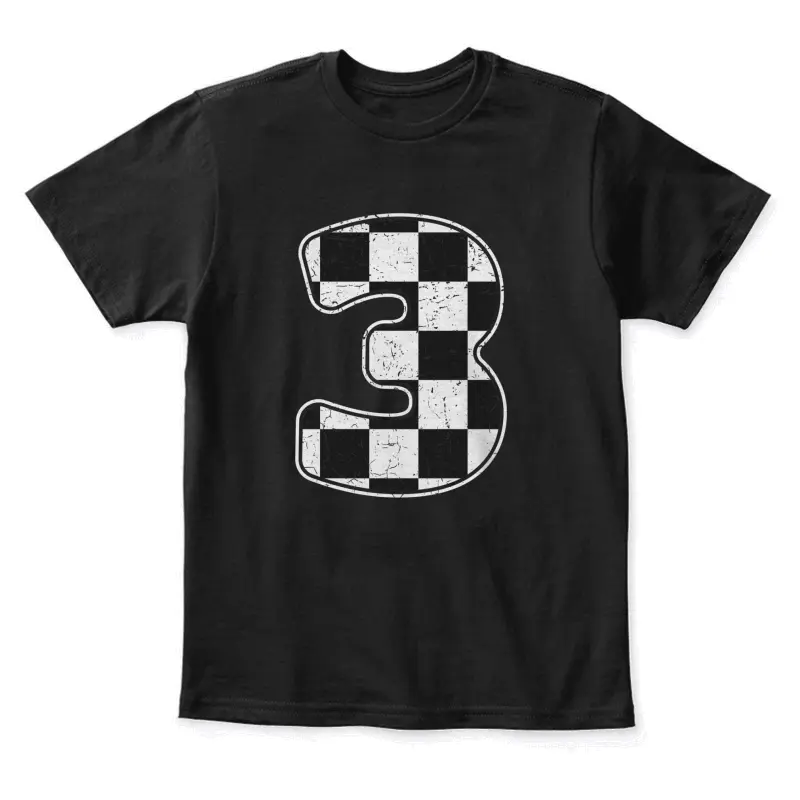 Birthday Boy 3 Three Race Car 3Rd Birthday Racing Car Flag Youth Staple T-Shirt