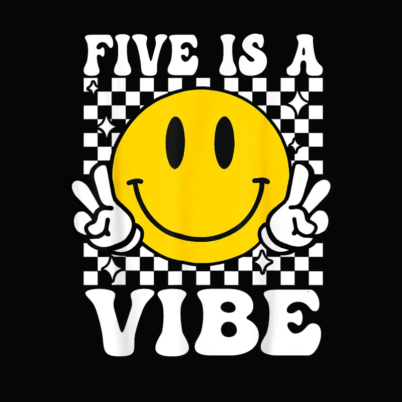 Five Is A Vibe 5Th Birthday Groovy Boys Girls 5 Years Old Toddler Staple T-Shirt