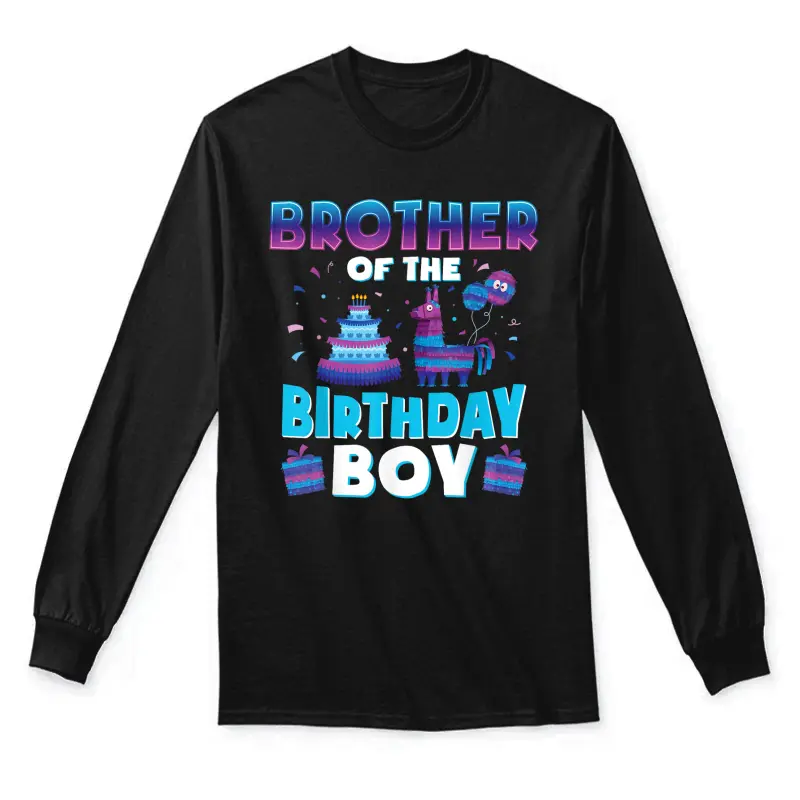 Brother Birthday Boy Llama Pinata Party Matching Family Unisex Long Sleeve T-Shirt