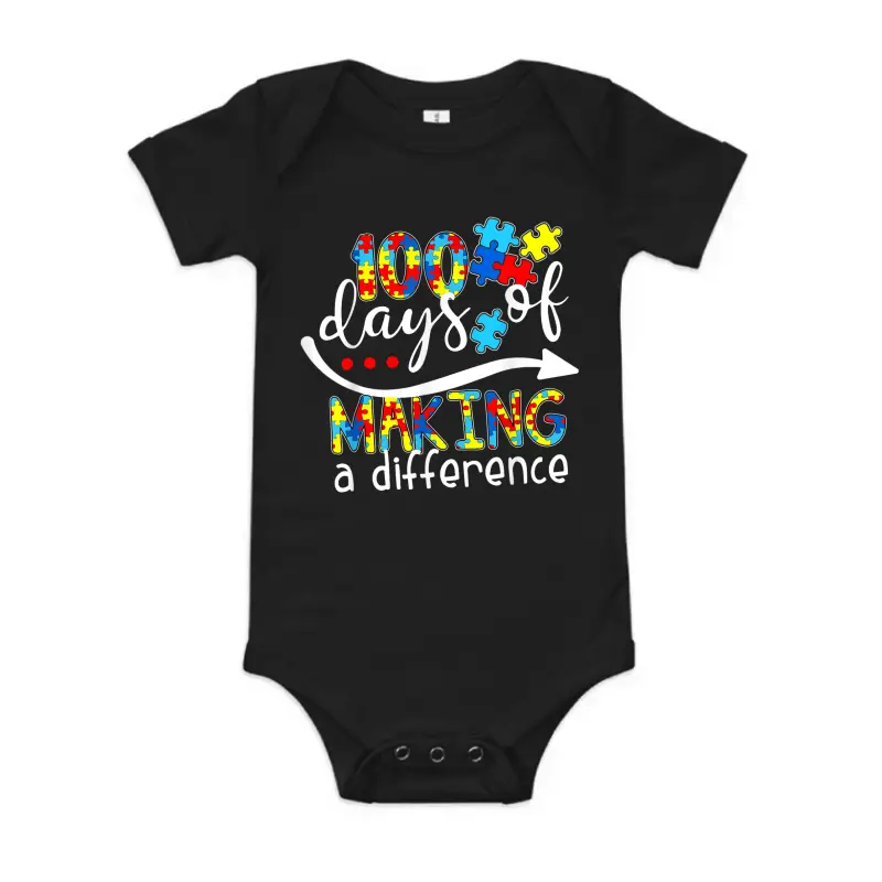 Autism 100 Days 100Th Day Of School Teacher Autism Awareness Baby Onesie