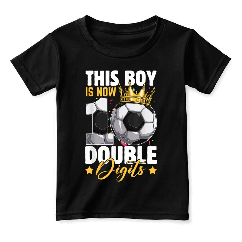 This Boy Now 10 Double Digits Soccer 10 Years Old Birthday Toddler Staple T-Shirt