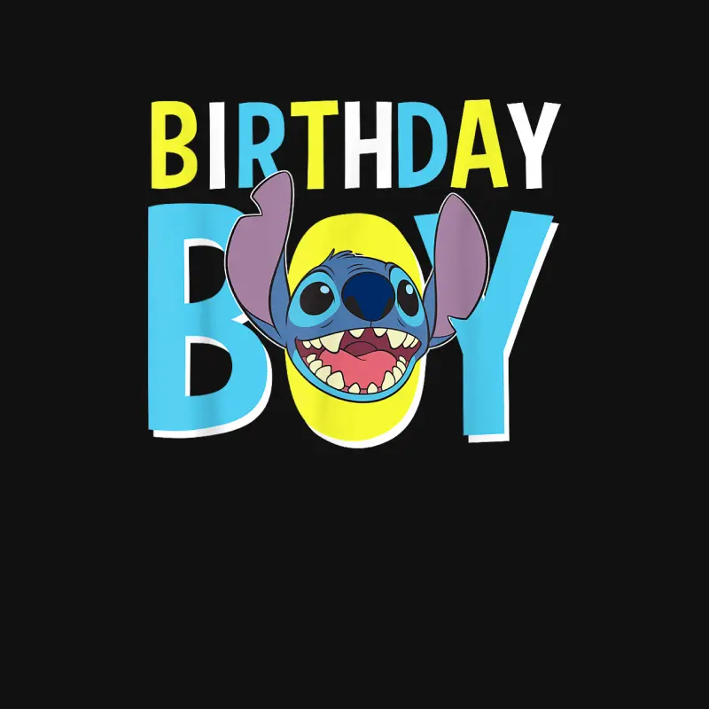 Disney Lilo & Stitch Birthday Boy Blue Stitch Logo & Icon Baby Onesie
