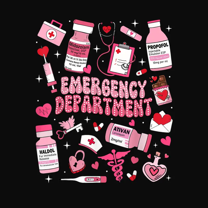 Retro Emergency Department Ed Er Nurse Valentines Day Women Unisex Staple T-Shirt
