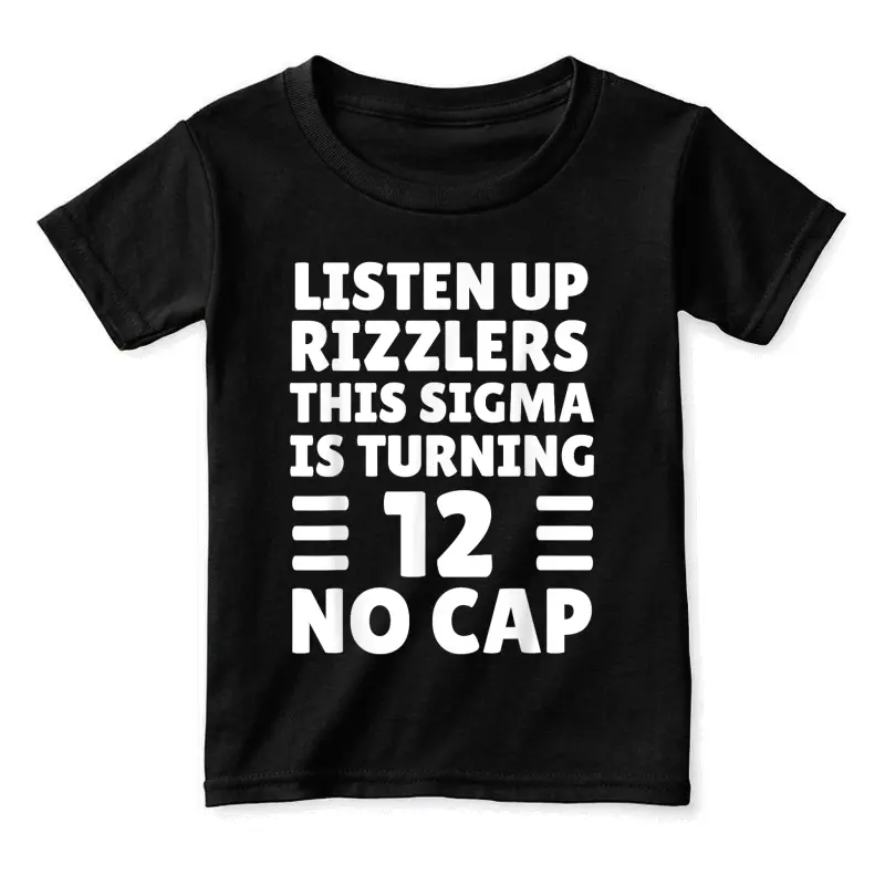 Funny 12 Year Old Birthday Shirt - Rizz, Sigma, Brain Rot Toddler Staple T-Shirt