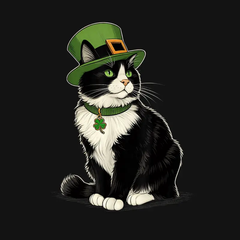 St Patricks Day Cat Leprechaun Shamrock Cat Kitten Lover Unisex Long Sleeve T-Shirt