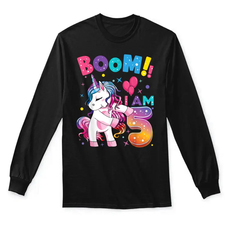 5 Years Old Unicorn Flossing 5Th Birthday Girl Unicorn Party Unisex Long Sleeve T-Shirt