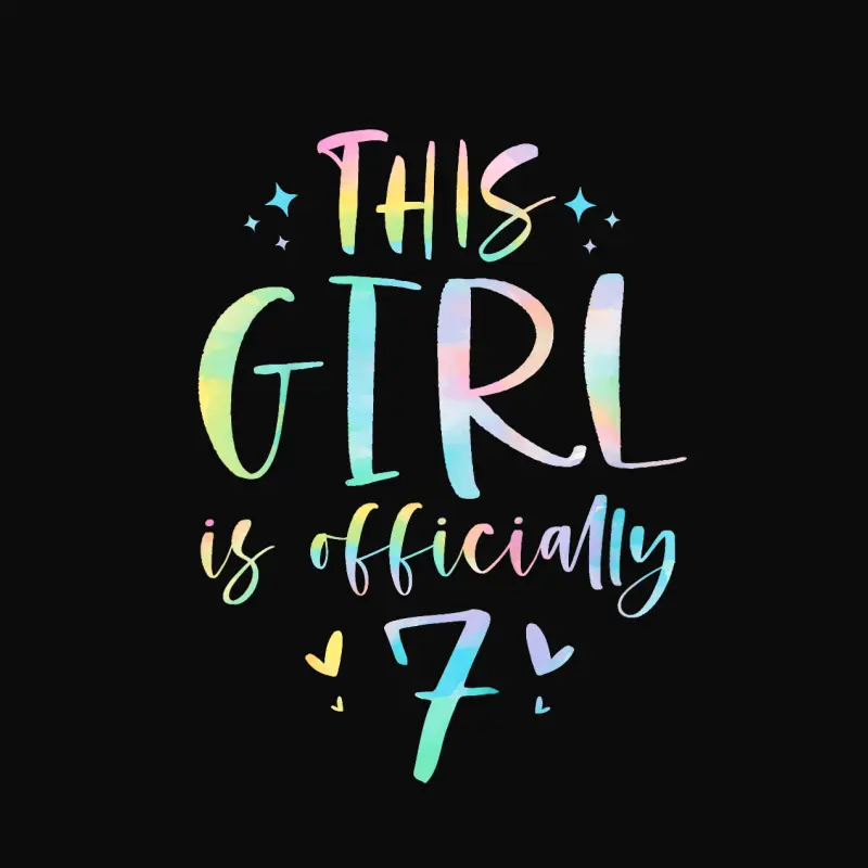 Kids This Girl Is Officially 7 Seven Year Old 7Th Birthday Girl Unisex Staple T-Shirt