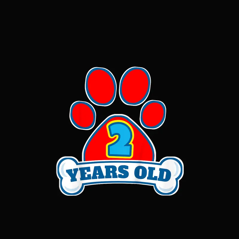 Kids 2 Year Old 2Nd Birthday Paw Themed Party Boys Girls Toddler Staple T-Shirt