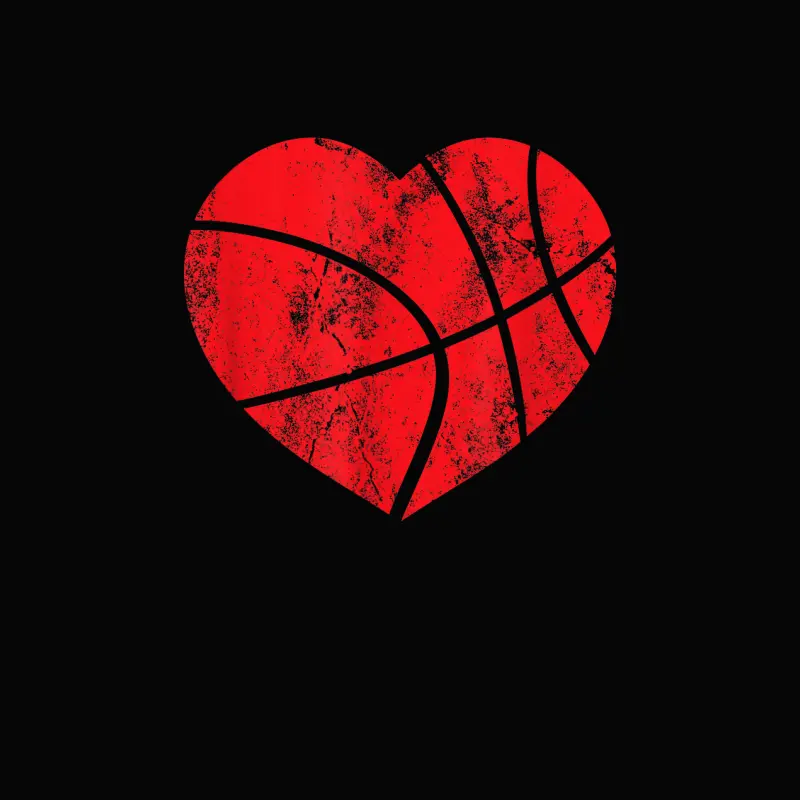 Basketball Heart Love Valentines Day Sport Player Coach Kids Toddler Staple T-Shirt