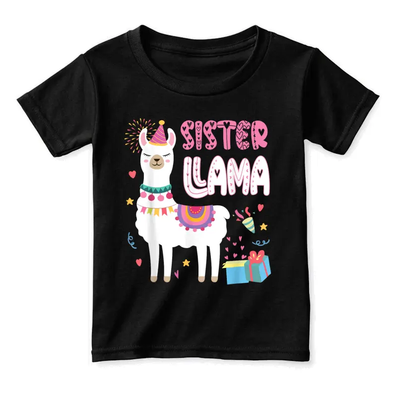 Sister Llama Sister Of The Birthday Llama Birthday Toddler Staple T-Shirt