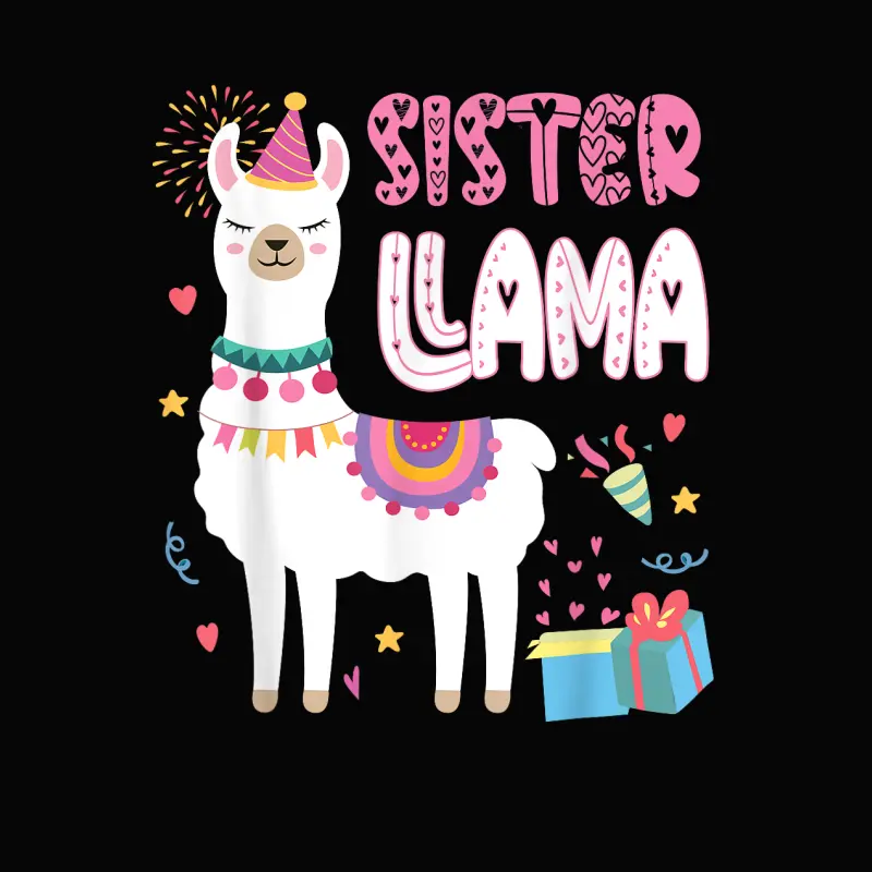Sister Llama Sister Of The Birthday Llama Birthday Toddler Staple T-Shirt
