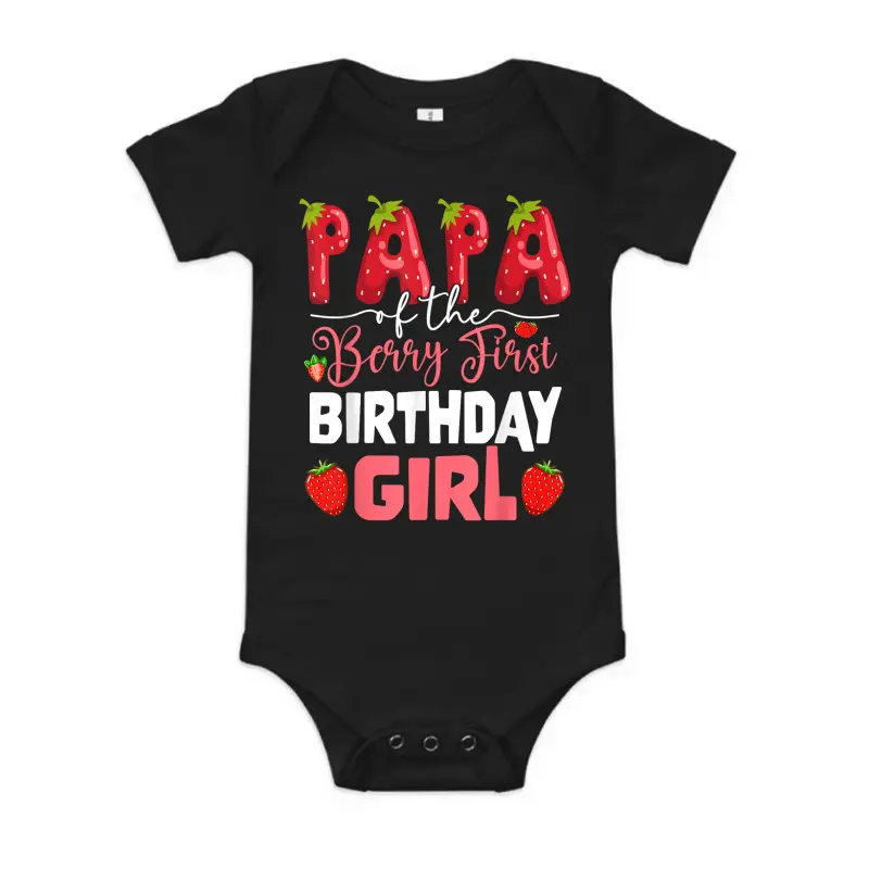 Papa Of The Berry First Birthday Of Girl Strawberry Dad Baby Onesie
