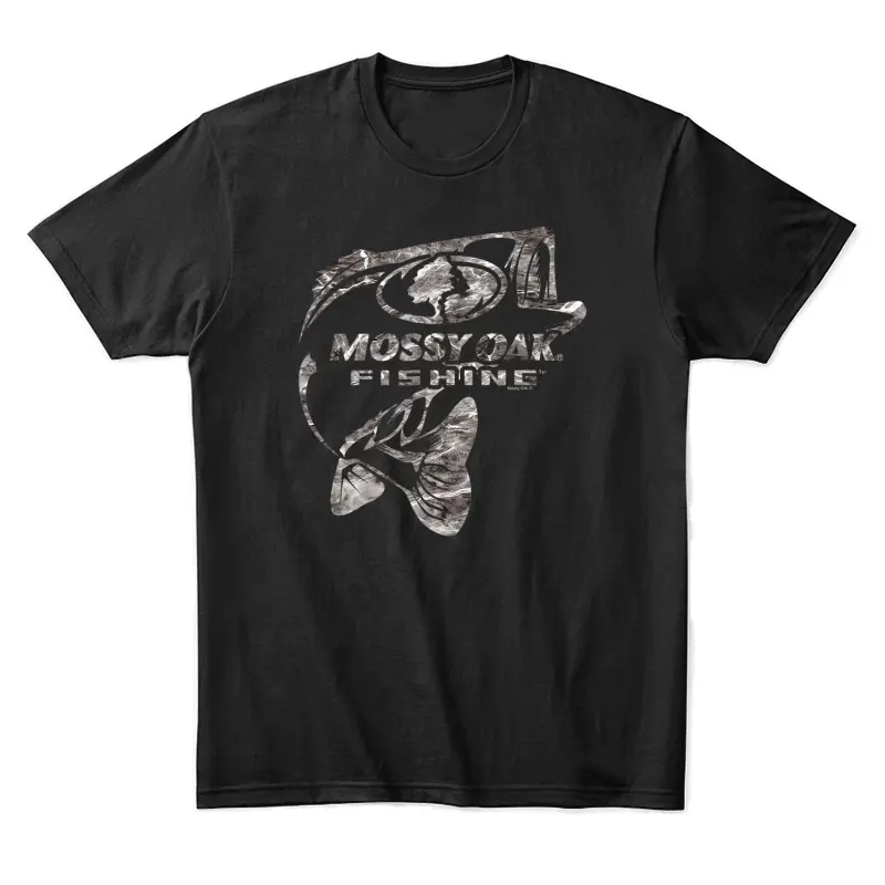 Mossy Oak Fishing Bass Open Water Classic Grey Logo Unisex Staple T-Shirt